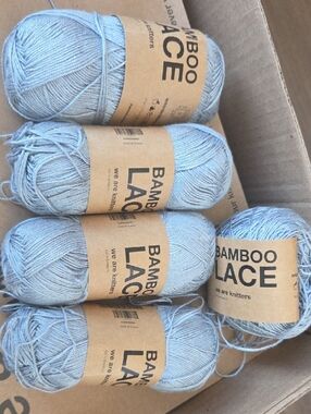 Bamboo Lace Yarn - Light Blue Skeins 5